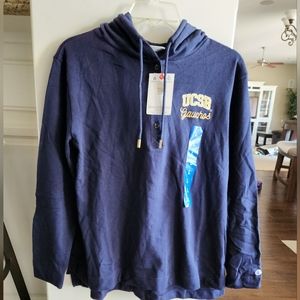 CHAMPION LADIES LARGE NAVY BLUE UCSB UNIVERSITY BUTTON HOODIE NEW